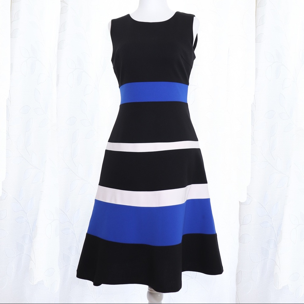 TOMMY HILFIGER🌟Women Work/Casual Dress Scuba Crepe Swing BlackBlueWhite
